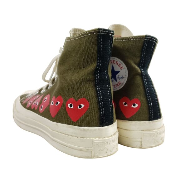 Comme Des Garçons Play X Converse Chuck Taylor All Star High Top Sneakers Olive/ - Picture 5 of 10